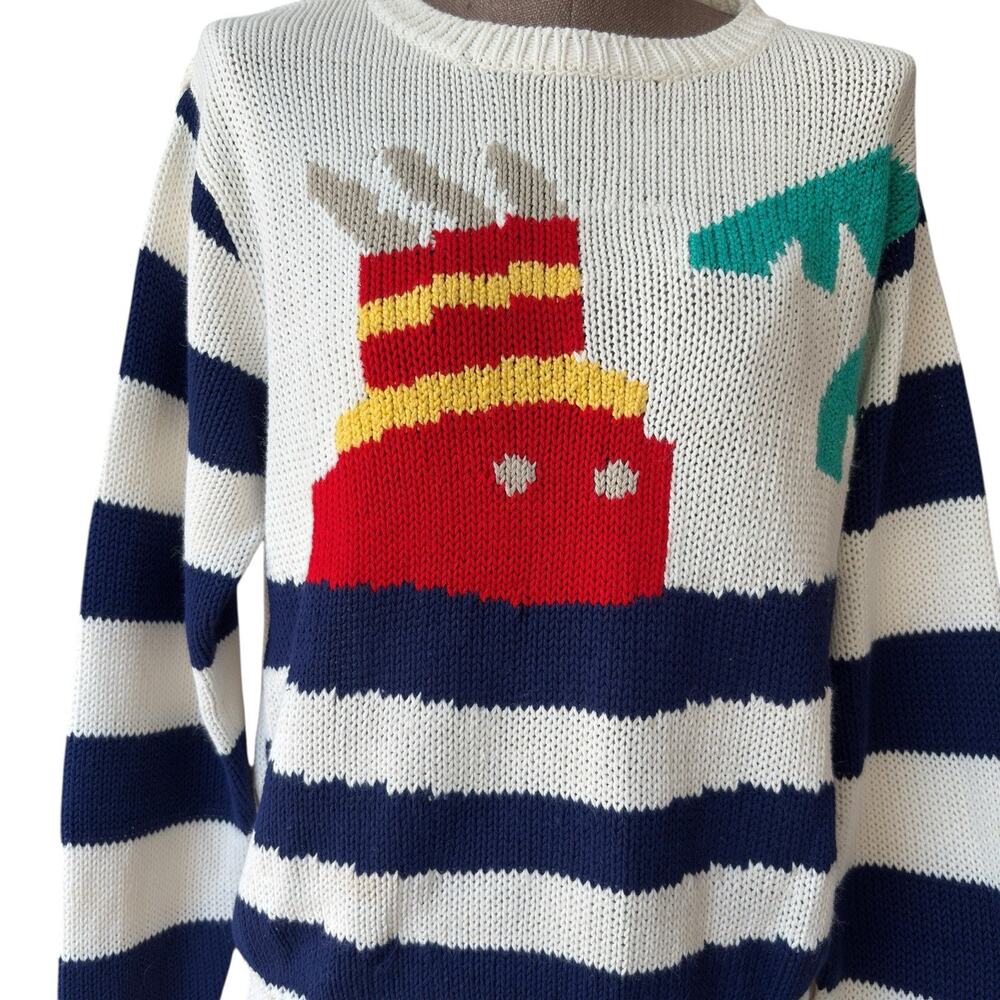 Vintage Koret Cruise Ship Sweater Women Size XL Nautical Travel Knit Pullover